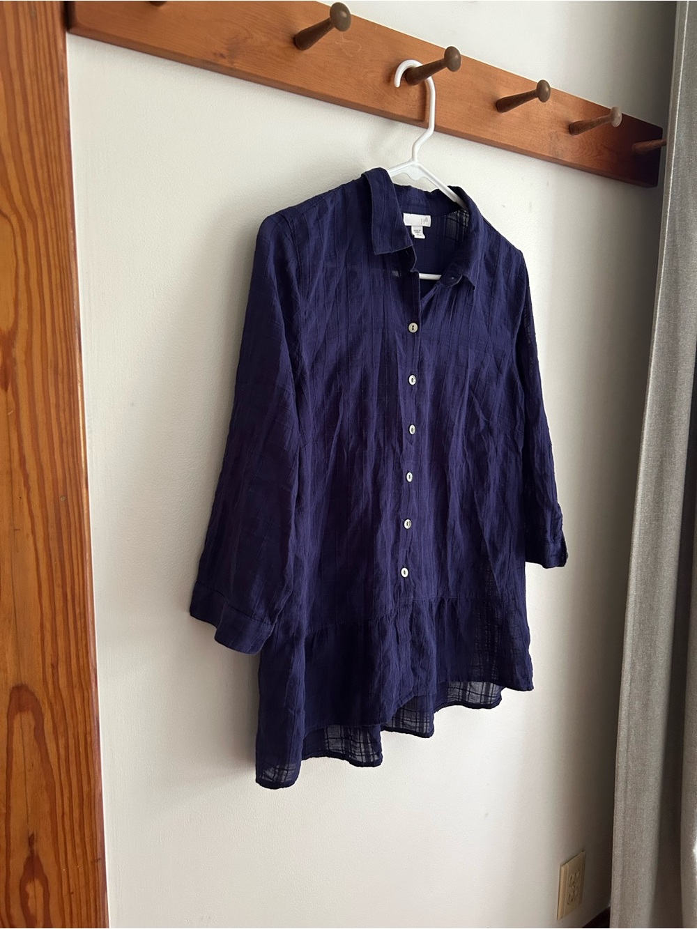 J. Jill Navy Button-Front Tunic Blouse